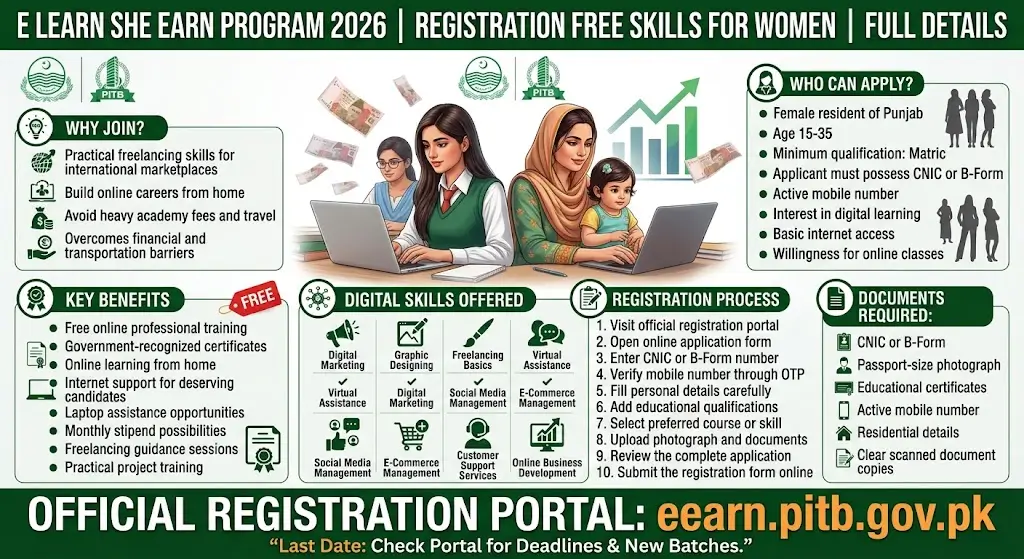 E Learn She Earn Program 2026 Registration Free Skills For Women Full Details